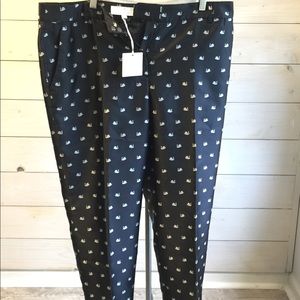 Talbots silk swan embroidered ankle pants